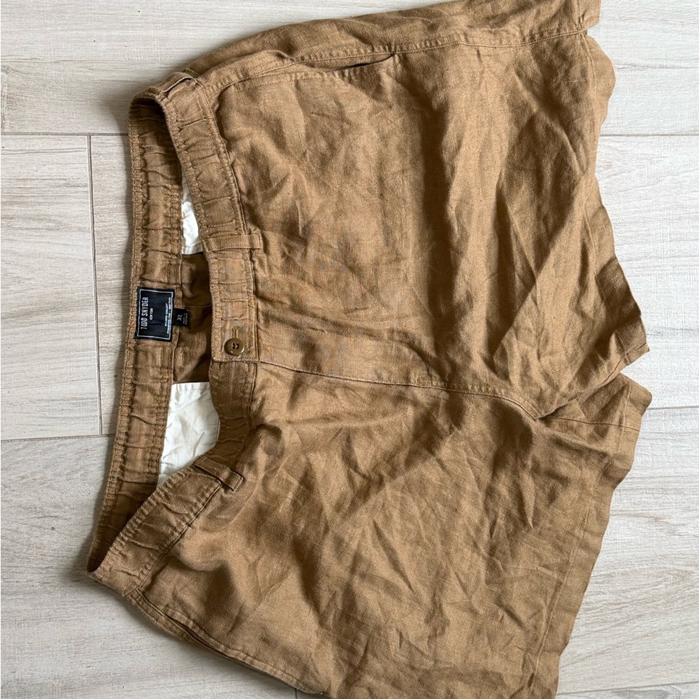 Todd Snyder Tan beige Flat-Front Linen Shorts